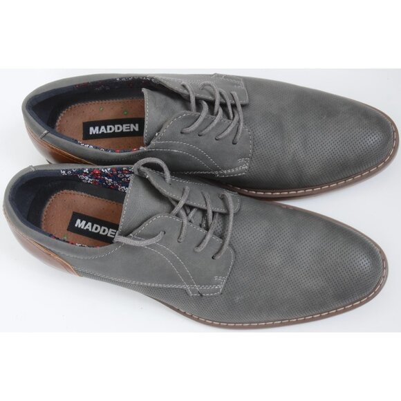 Madden Akarn Men\'s 9.5 Textured Derby Oxfords Vegan Leather Old Money Preppy Off main image 6